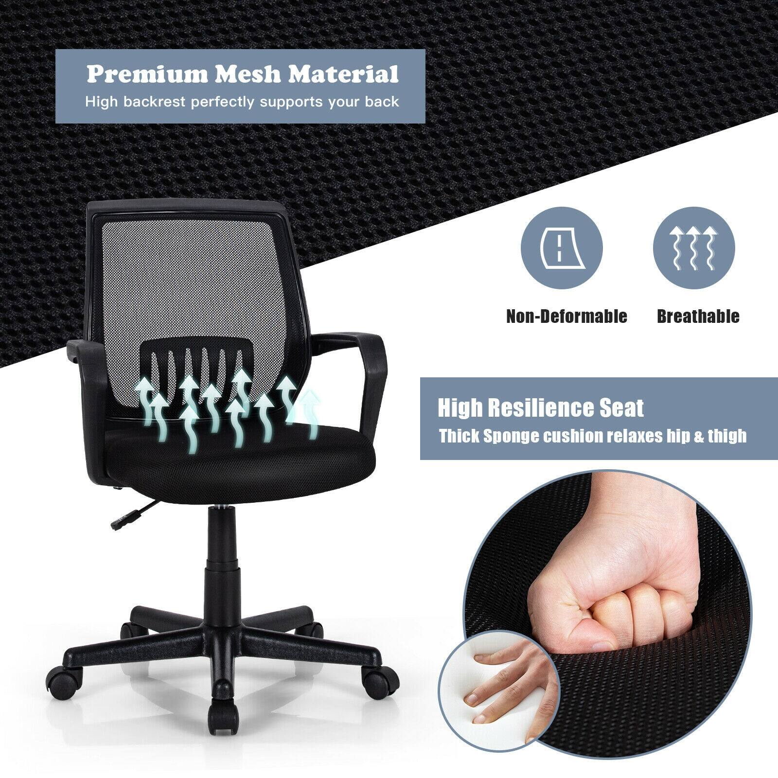 Premium Mesh Material High backrest perfectly supports your back Non-Deformable Breathable High Resilience Seat Thick Sponge cushion relaxes hip & thigh