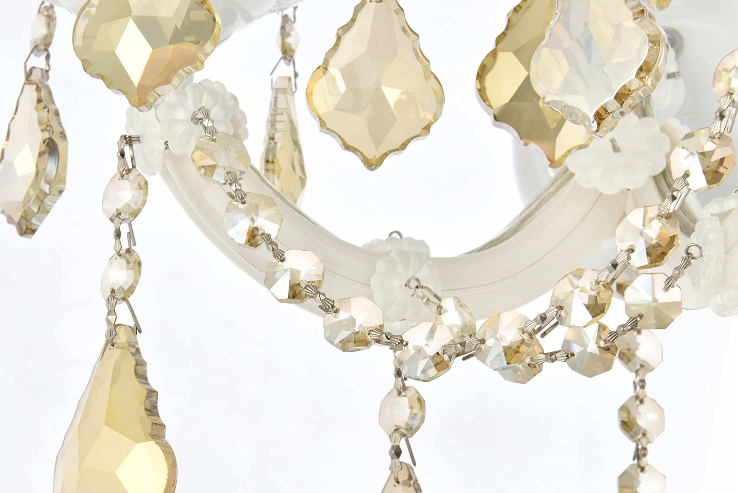 Left. Elegant Lighting - Maria Theresa 3 light white Wall Sconce Golden Teak (Smoky) Royal Cut Crystal - White.