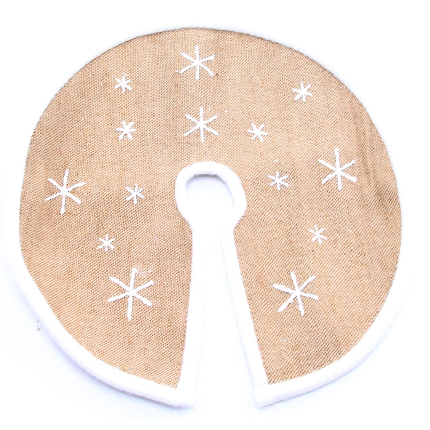 Front. Celebrations - Celebrations Tan/White Snowflake Tree Skirt 12 in. (Case of 12) - Brown|White.
