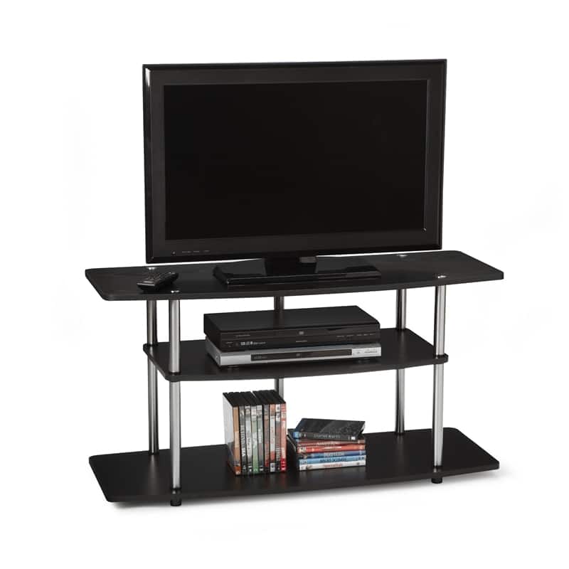 Hivvago - 3-Tier Flat Screen TV Stand Stainless Steel - Black