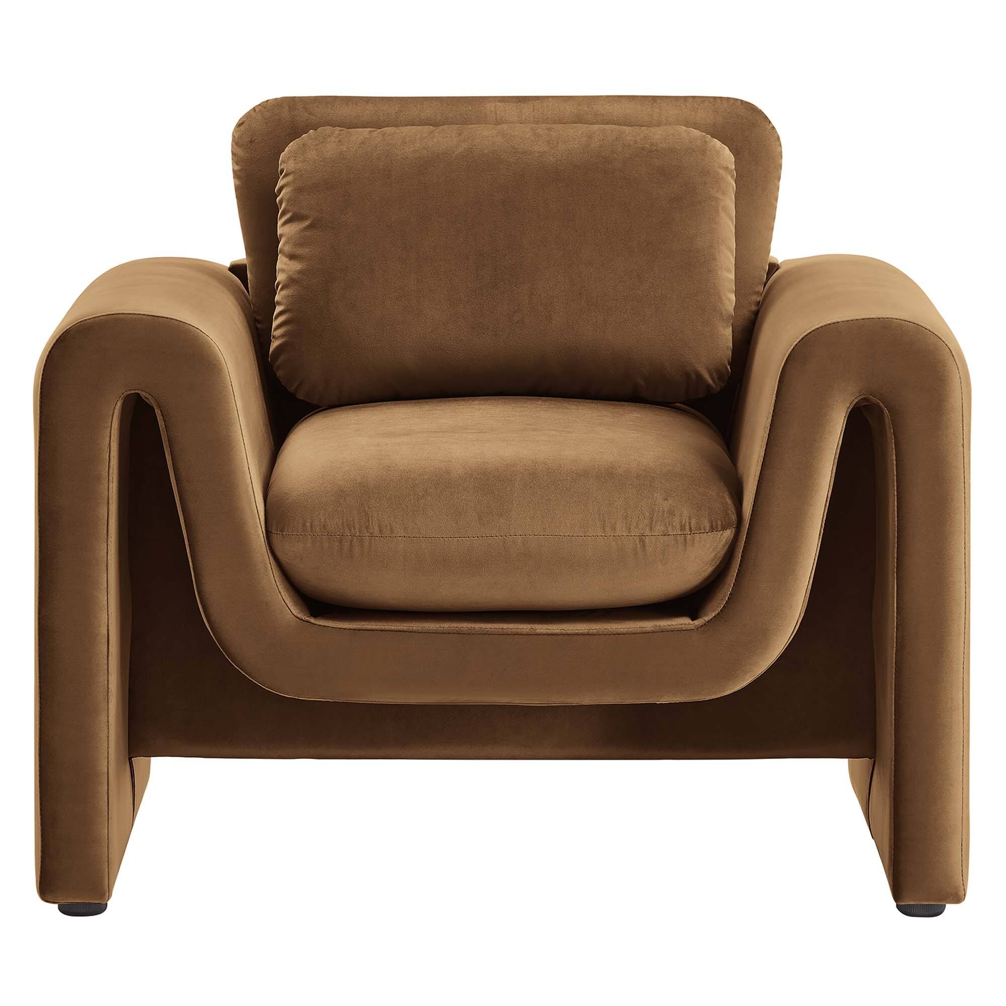 Alt View 2. Modway - Waverly Performance Velvet Armchair by Modway - Brown.