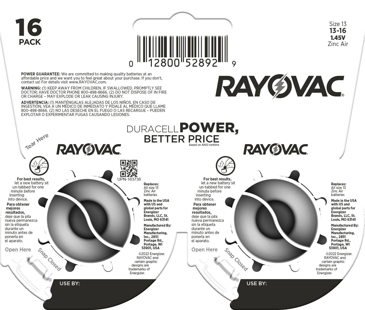 Alt View 1. Rayovac - Rayovac Size 13 Hearing Aid Batteries (16 Pack), Size 13 Batteries - Orange.