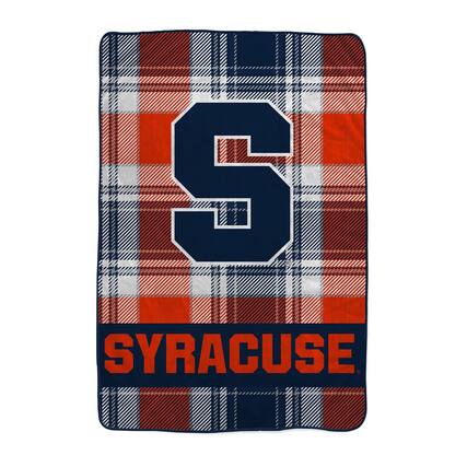 Front. Pegasus - Syracuse Orange 66" x 95" Oversized Plaid FAN-mily Ultra Cozy Blanket - Multicolor.