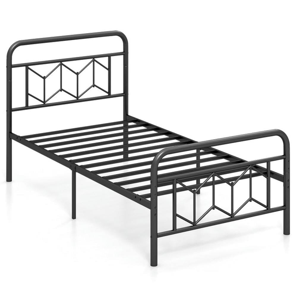 Front. Kadyn - Platform Bed Frame Bedroom Bed FramePlatform Bed with High Headboard and Snap Lock Metal SlatsTwin Size - Twin Size.