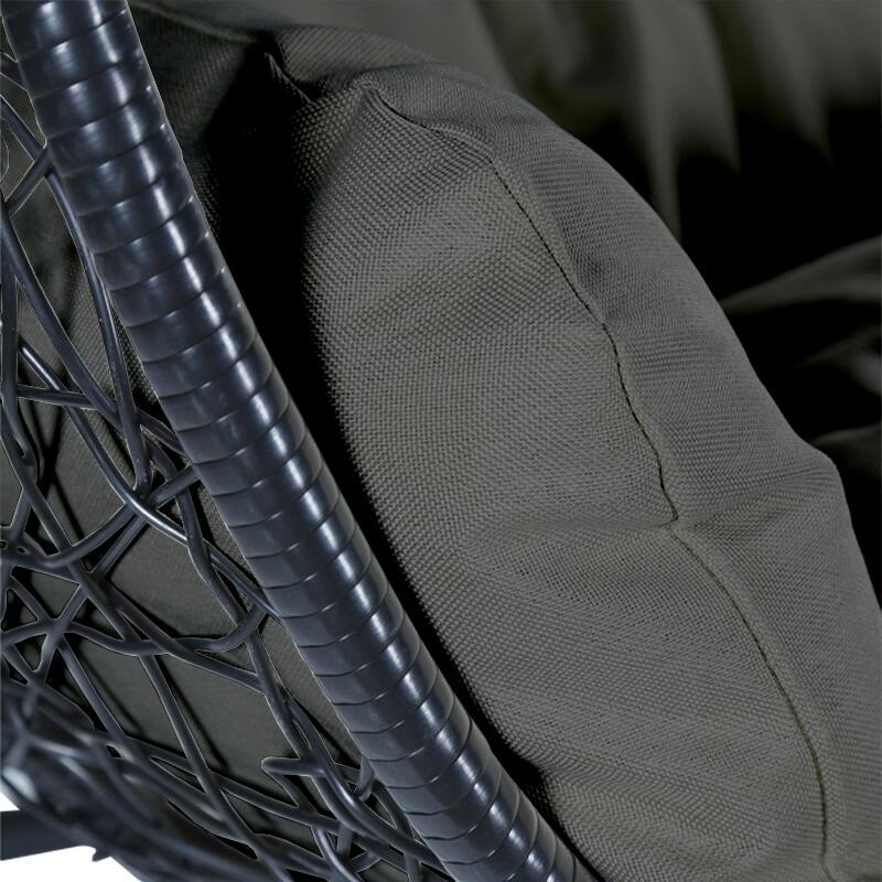 Alt View 2. LeisureMod - Recluse Modern Wicker Teardrop Hanging Egg Chair with Stand - Heavy Duty, Outdoor Indoor Swing Chair & Cushion - Graphite Grey.