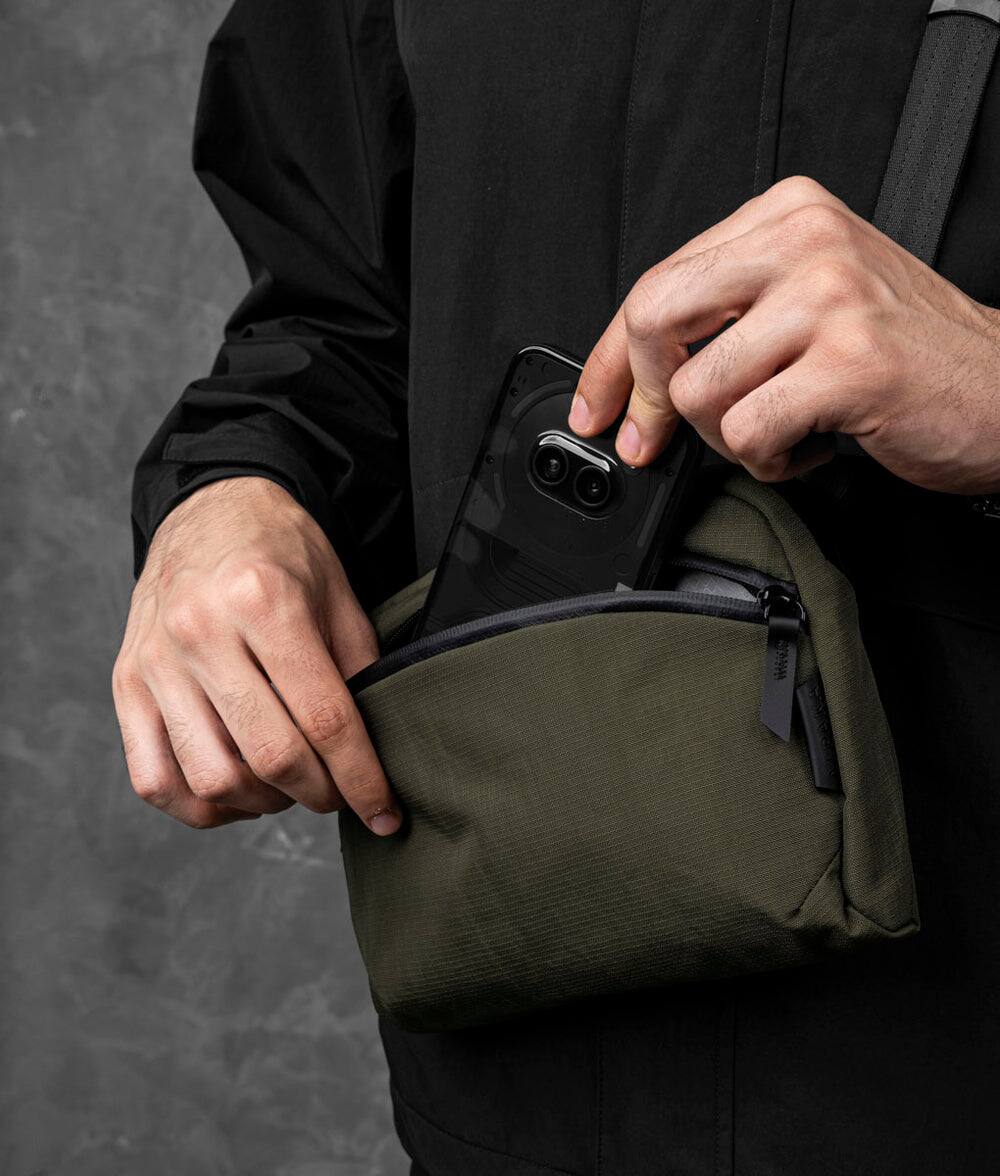 Back. ALPAKA - ALPAKA Flight Sling 2L Lightweight Packable Travel Sling Bag with Tablet Sleeve and Detachable Strap - Green/Grey Axoflux 400D.