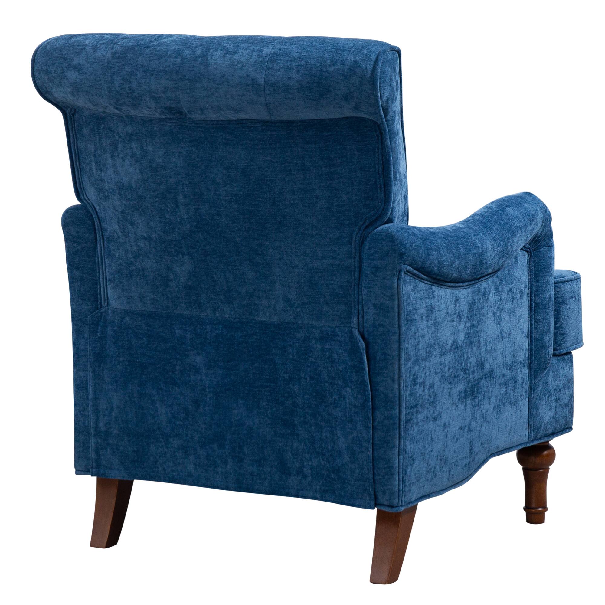 Alt View 10. GOODSILO - Comfortable Upholstered Accent Armchair with Ergonomic Support and Retro Wooden Legs for Living Room or Office - Blue.