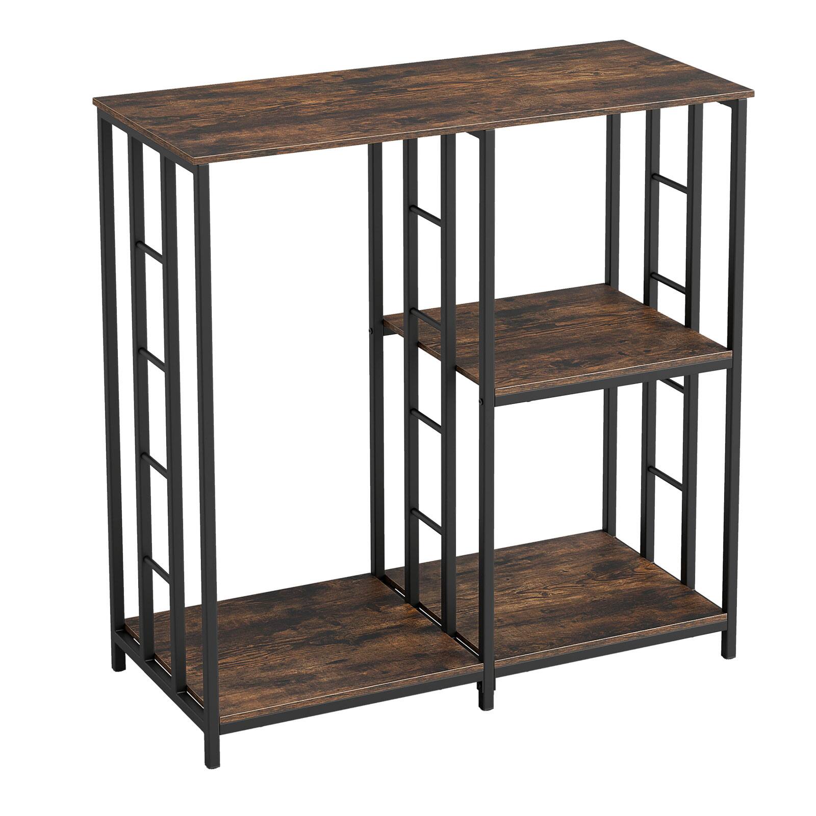 Alt View 9. Costway - Costway Kitchen Baker's Rack, 3-Tier Mini Fridge Stand with Open Shelves for Microwave - Rustic Brown & Black.