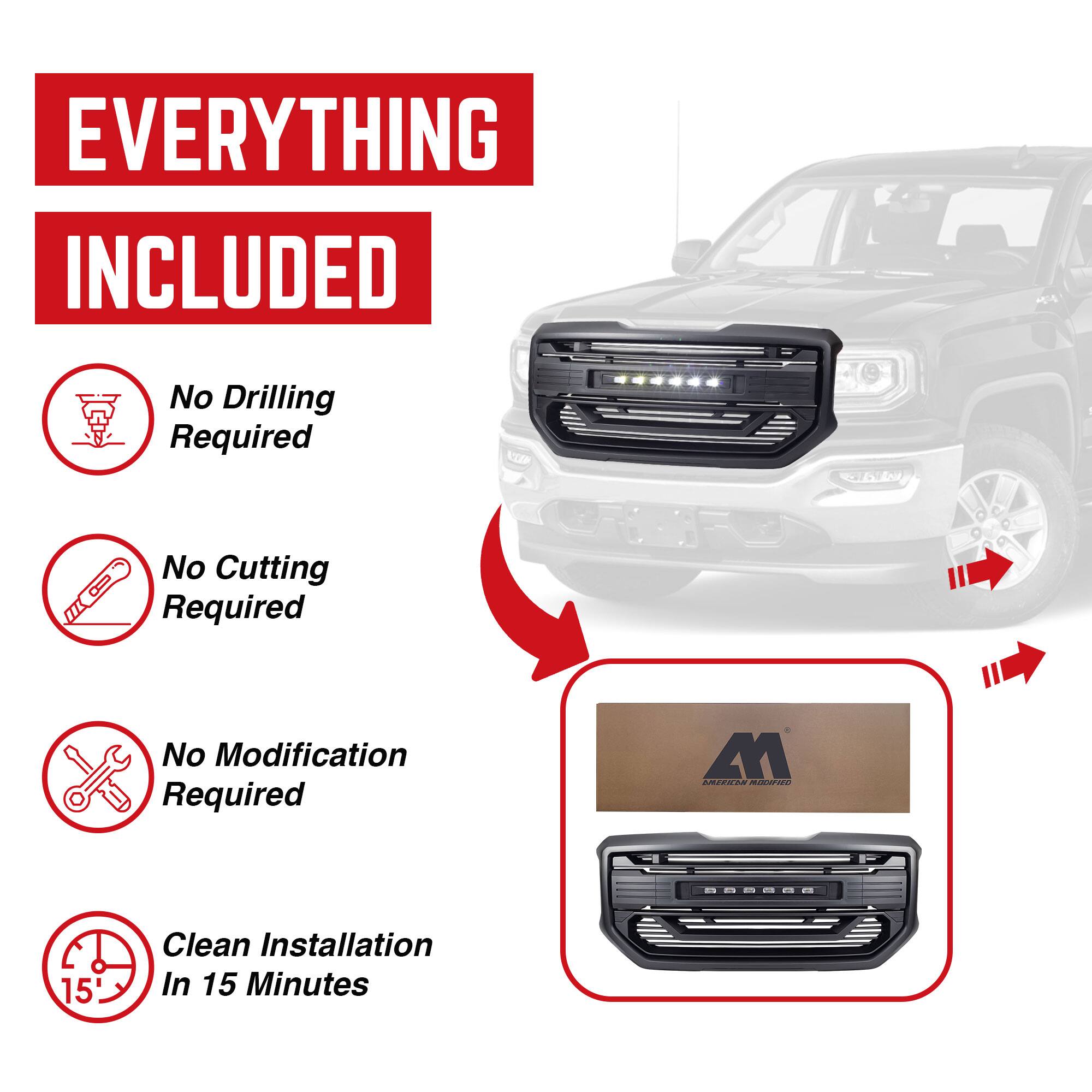 EVERYTHING INCLUDED

- No Drilling Required
- No Cutting Required
- No Modification Required
- Clean Installation In 15 Minutes