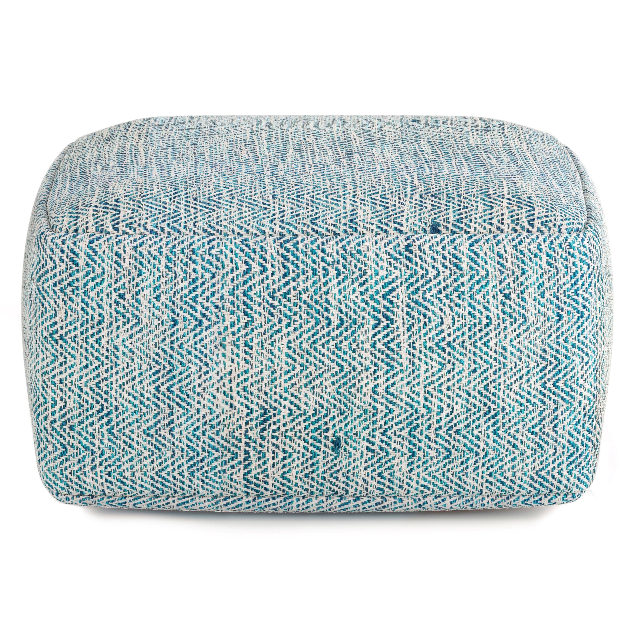 Alt View 1. JETRANSPORT - Nate 20-inch Wide Square Pouf Patterned Teal Melange Handwoven Boho-style Cotton Ottoman Footrest Extra - Patterned Maroon Melange Cotton Pouf.