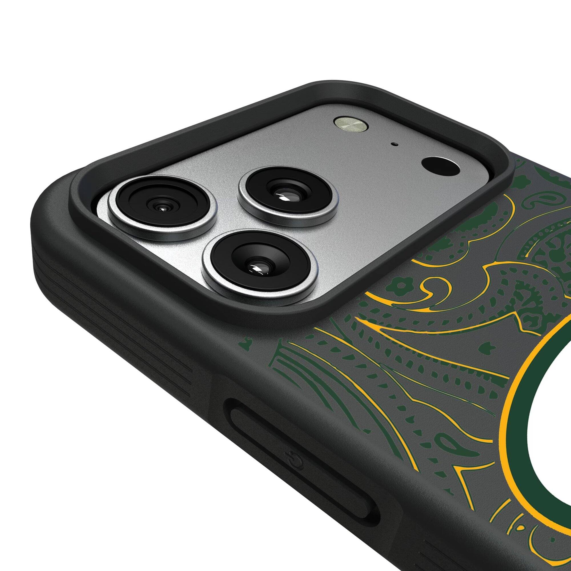 Alt View 2. Keyscaper - Green Bay Packers Bump Case with 8.2ft Drop Protection - 15 Plus - Multicolor.