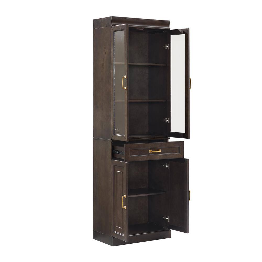 Back. Crosley Furniture - Stanton Glass Door Kitchen Storage Pantry Cabinet - Coffee.