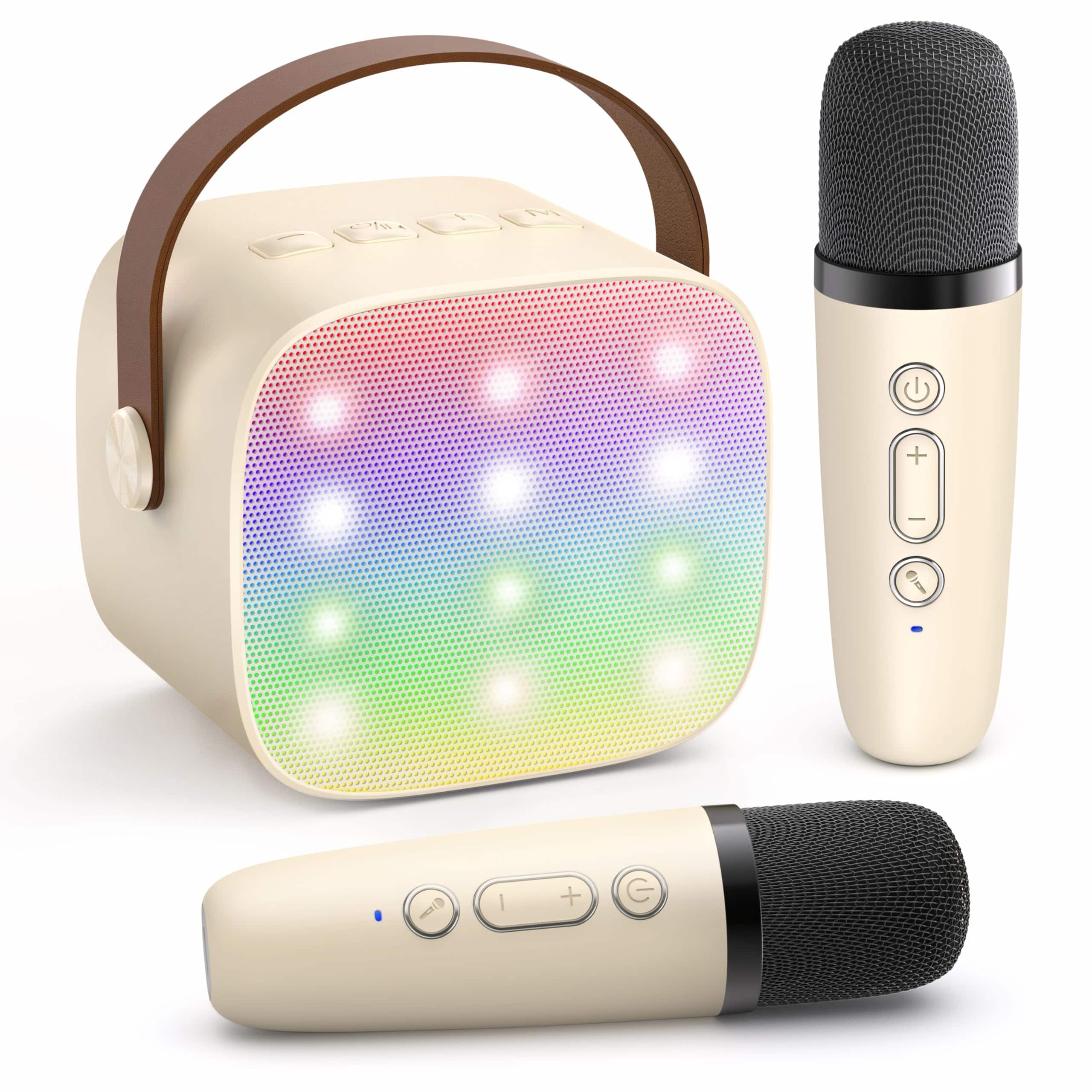 Cozy Serene - Mini Karaoke Machine Wireless Microphones Top Gifts Ages +years Old 4-12th Birthday Gift Party (purple) Mini Karaoke - Beige 2 Mic