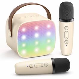 Cozy Serene - Mini Karaoke Machine Wireless Microphones Top Gifts Ages +years Old 4-12th Birthday Gift Party (purple) Mini Karaoke - Beige 2 Mic