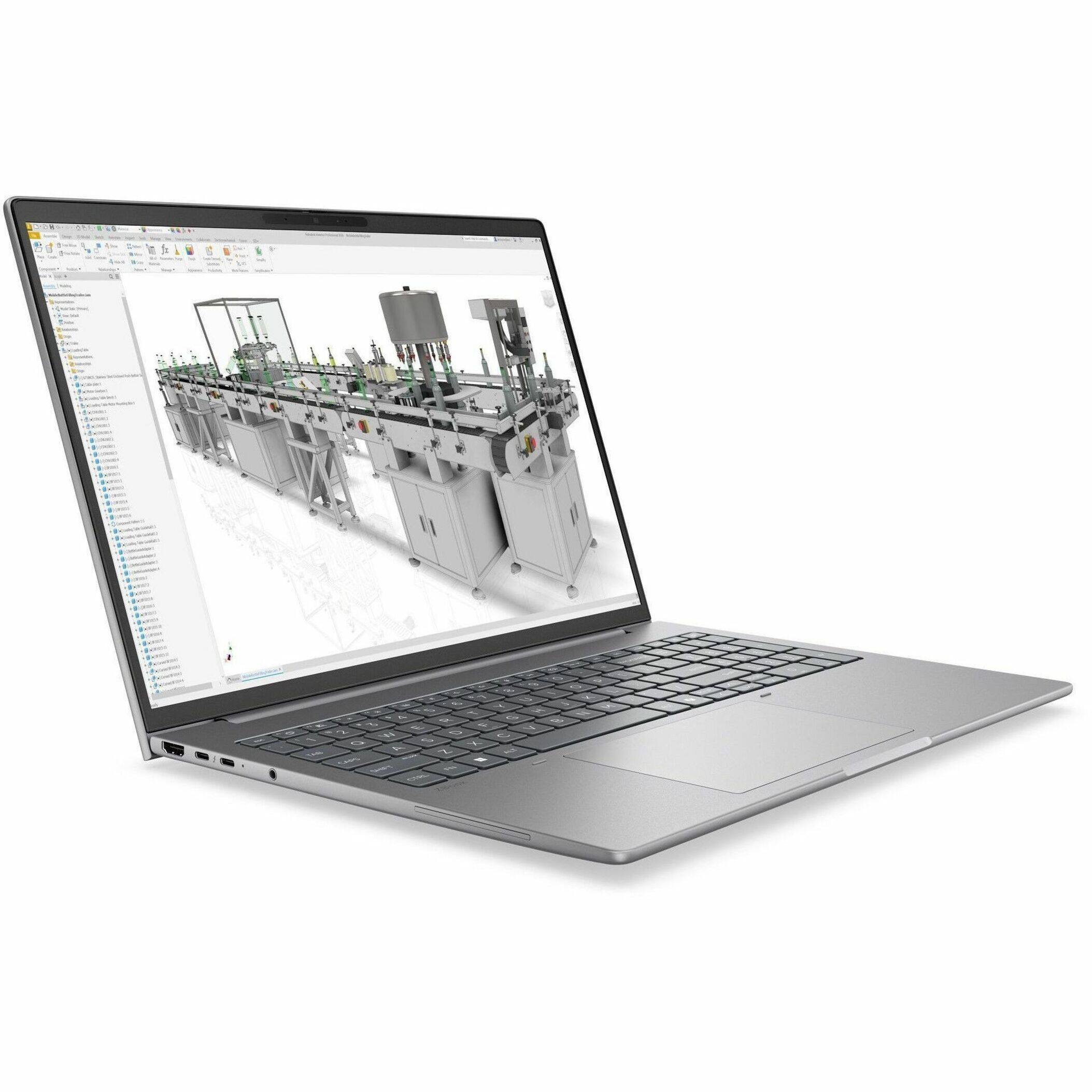 Alt View 27. HP - ZBook 8 G2i 14" IPS 1920 x 1200 (WUXGA) Laptop - Intel Core Ultra 7 with 16GB Memory - 512 GB SSD - Meteor Silver Aluminum, Gray.
