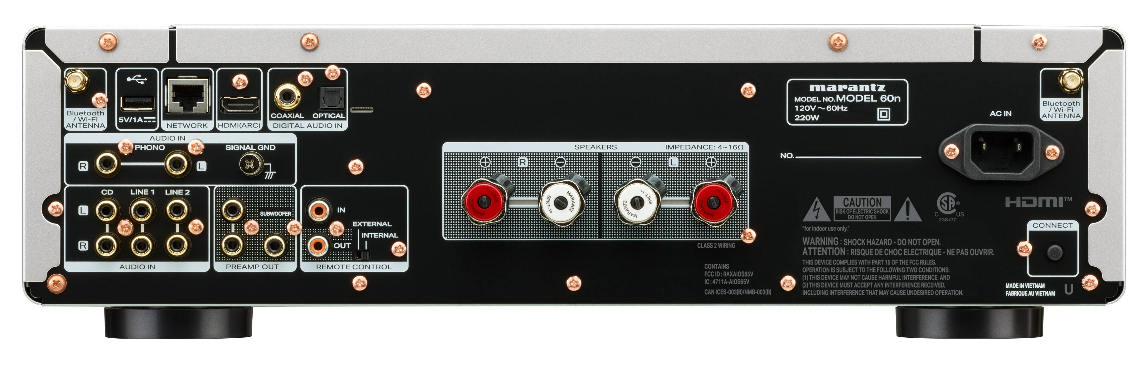 Bluetooth WI-FI/1A ANTENNA I COAXIAL OPTICAL NETWORK HOMIARC DIGITAL AUDIO IN marantz MODEL NO MODEL 60n 120V  6OHZ 220W AC IN Hluetooth, Wi-d ANTENNA R R AUDIO IN PHONO CD LINE 1 LINE 2 I I I A AUDIO IN STEREO PREAMP OUT IN EXTERNAL INTERNAL OUT REMOTE CONTROL C Tone Control PREAMP OUT IN EXTERNAL INTERNAL OUT REMOTE CONTROL C Tone Control PREAMP OUT IN EXTERNAL INTERNAL OUT REMOTE CONTROL C Tone Control PREAMP OUT IN EXTERNAL INTERNAL OUT REMOTE CONTROL C Tone Control PREAMP OUT IN EXTERNAL INTERNAL OUT REMOTE CONTROL C Tone Control PREAMP OUT IN EXTERNAL INTERNAL OUT REMOTE CONTROL C Tone Control PREAMP OUT IN EXTERNAL INTERNAL OUT REMOTE CONTROL C Tone Control PREAMP OUT IN EXTERNAL INTERNAL OUT REMOTE CONTROL C Tone Control PREAMP OUT IN EXTERNAL INTERNAL OUT REMOTE CONTROL C Tone Control PREAMP OUT IN EXTERNAL INTERNAL OUT REMOTE CONTROL C Tone Control PREAMP OUT IN EXTERNAL INTERNAL OUT REMOTE CONTROL C Tone Control PREAMP OUT IN EXTERNAL INTERNAL OUT REMOTE CONTROL C Tone Control PREAMP OUT IN EXTERNAL INTERNAL OUT REMOTE CONTROL C Tone Control PREAMP OUT IN EXTERNAL INTERNAL OUT REMOTE CONTROL C Tone Control PREAMP OUT IN EXTERNAL INTERNAL OUT REMOTE CONTROL C Tone Control PREAMP OUT IN EXTERN