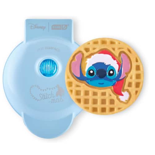 Disney Dash Stitch Santa Mini Waffle Maker – Holiday-Themed Mini Waffles, Compact, Easy Setup & Quick Cleanup - Blue