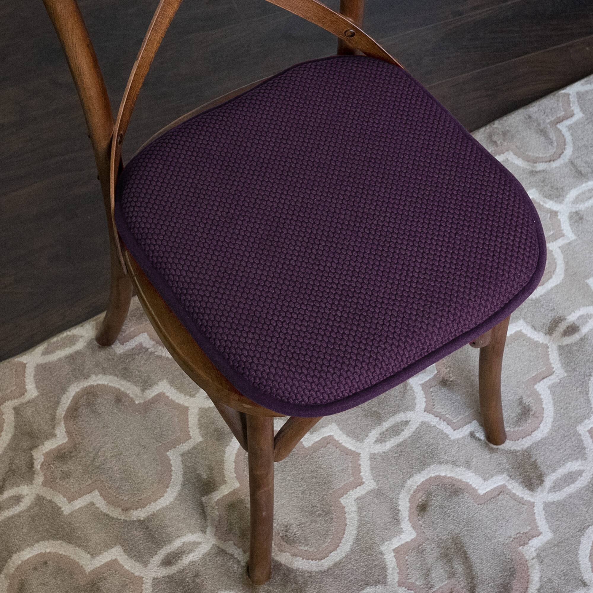 Left. Sweet Home Collection - Honeycomb Memory Foam No Slip Back 16" x 16" Chair Pad Cushion, 12-Pack - Eggplant.