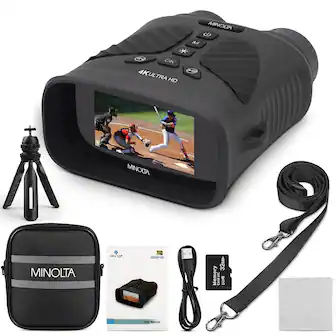 Minolta - MNDM10B 10x25 Night Vision Monocular with 4K UHD Camera Black