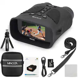 Minolta - MNDM10B 10x25 Night Vision Monocular with 4K UHD Camera Black