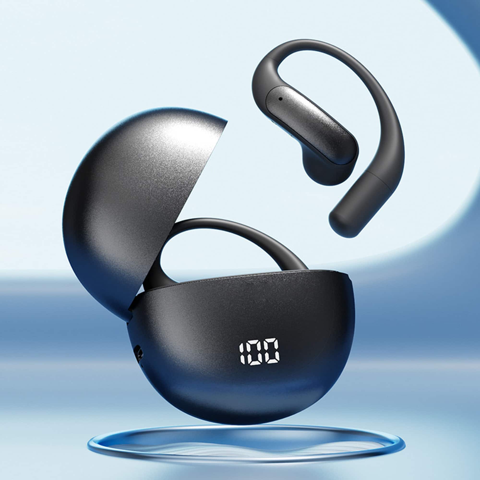 YONWAY - Ear-Hook Wireless Bluetooth Earphones, Ultra-Long Battery Life, Mini Noise-Canceling Headphones for Workouts, Running