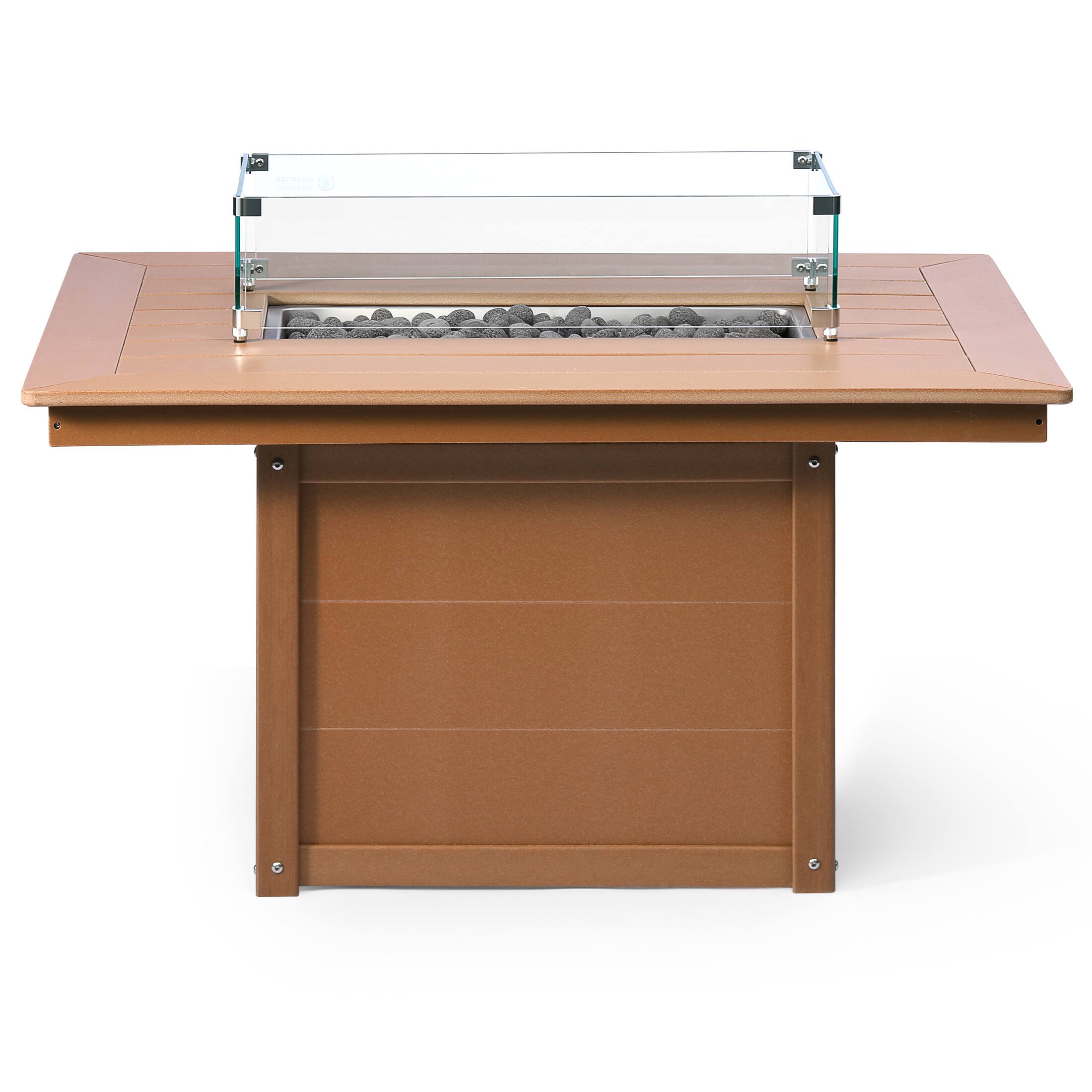 Back. WestinTrends - WestinTrends Helios 46" Modern Outdoor 55,000 BTU Patio Gas Propane Rectangle Deck Fire Pit Table - Teak.