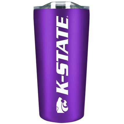 Front. The Fanatic Group - Kansas State Wildcats 18oz. Stainless Soft Touch Tumbler - Multicolor.