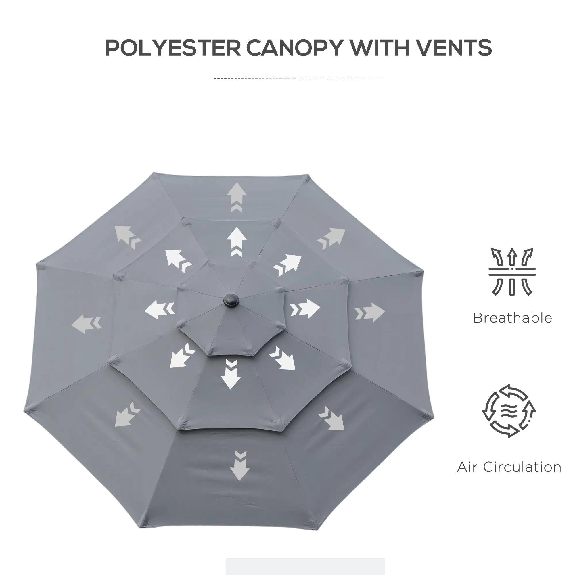 POLYESTER CANOPY WITH VENTS

Breathable

Air Circulation