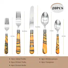Hansmart - Barenthal Flatware Tortue Sandstone 20PCS Cutlery set Steak Cutlery Spoon for Dessert Dinner Party Applicable - Tortue Warm Gold