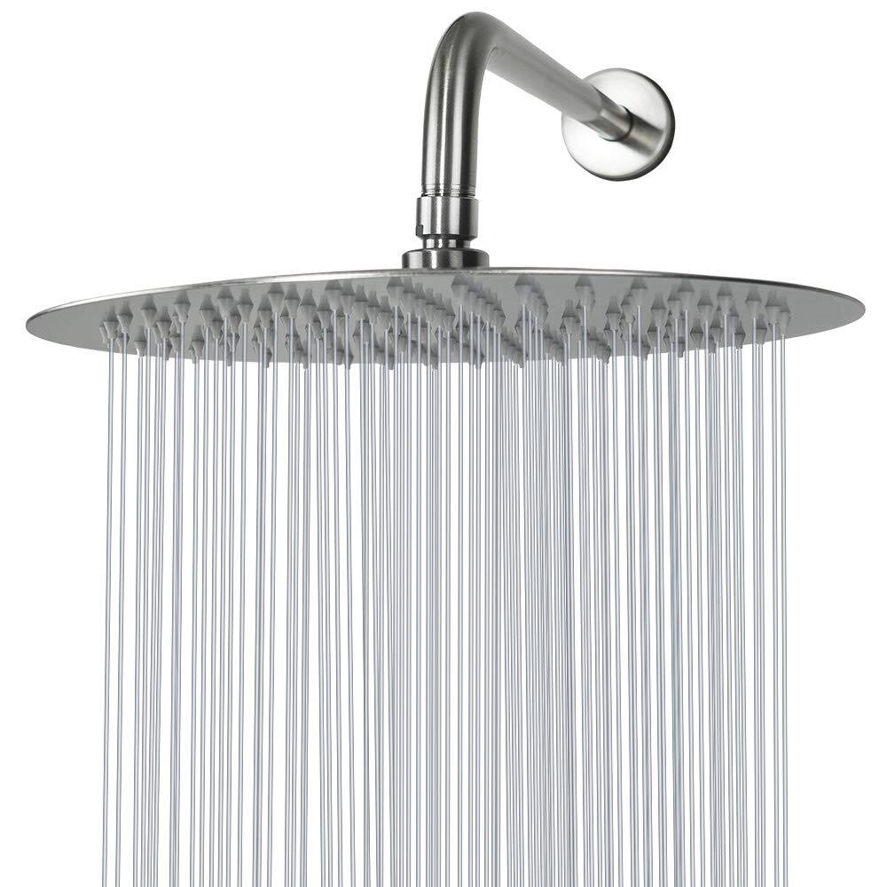 Brushed Nickel-12 Inch Shower Head With 15 Inch S