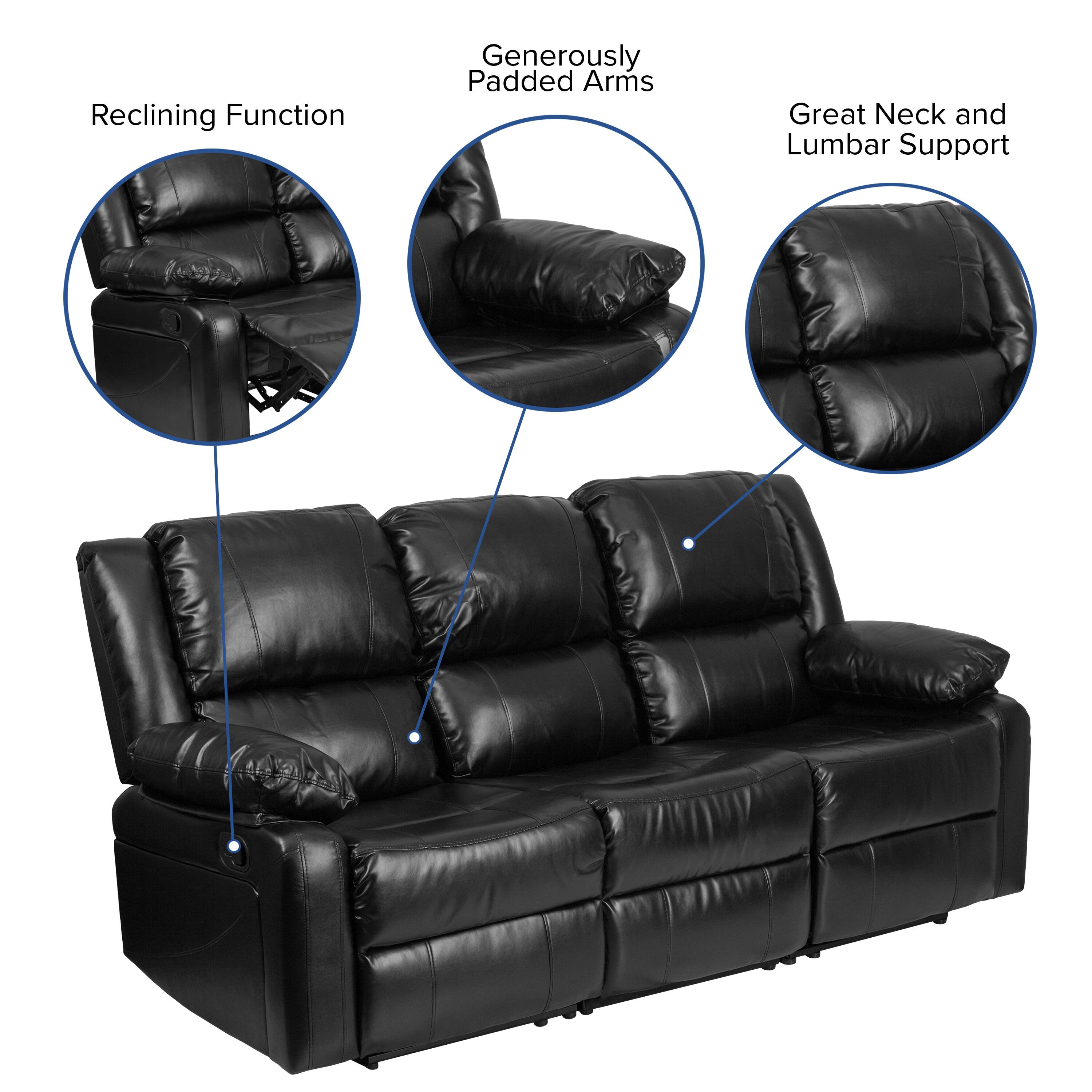 Reclining Function  
Generously Padded Arms  
Great Neck and Lumbar Support