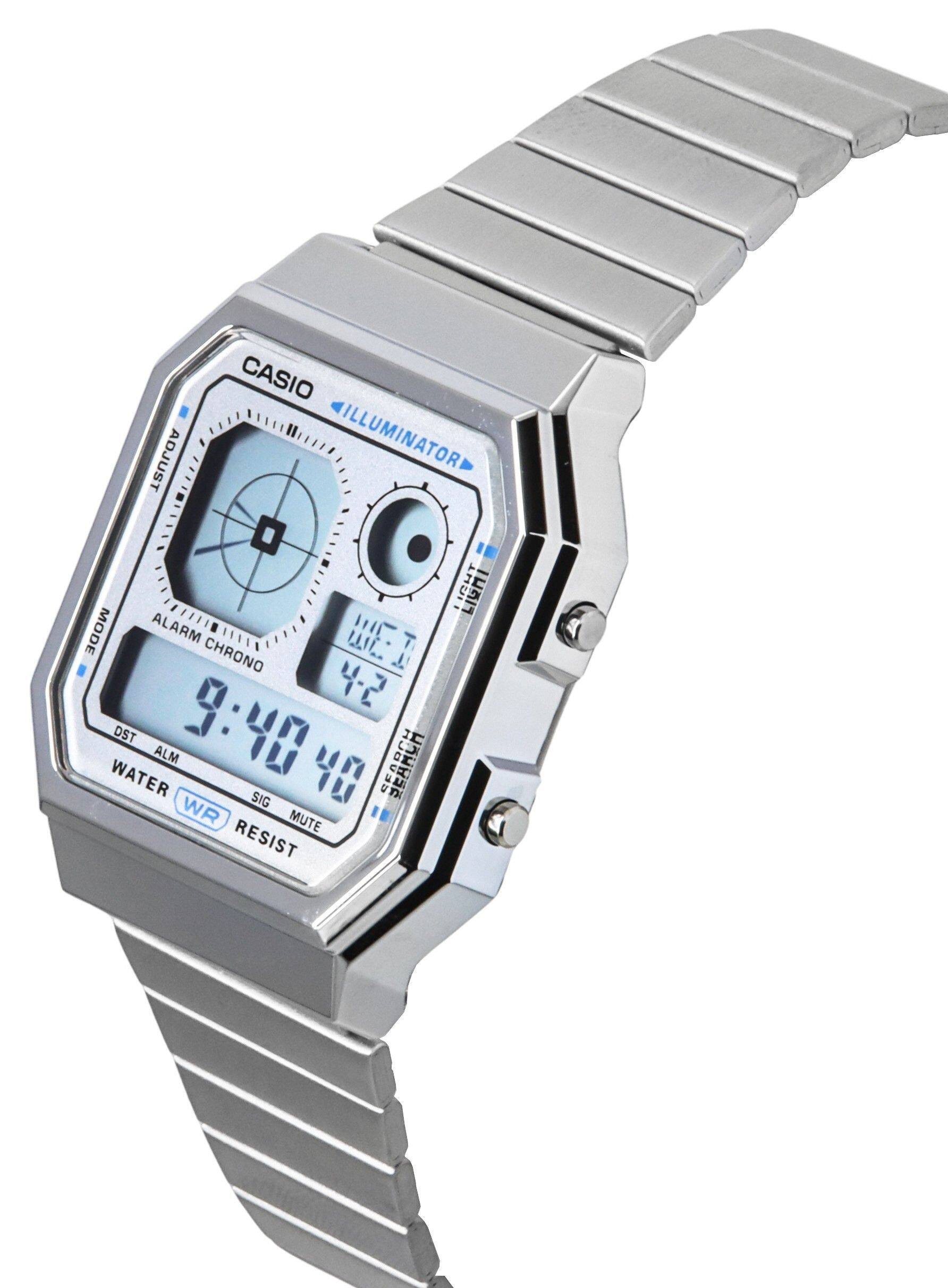 CASIO ADJUST ILLUMINATOR LIGHT 5 MODE ALARM CHRONO 4-2 DST: I WATER ALM 9:40 48 WR SIG 40 SEAEN Ca MUTE " RESIST