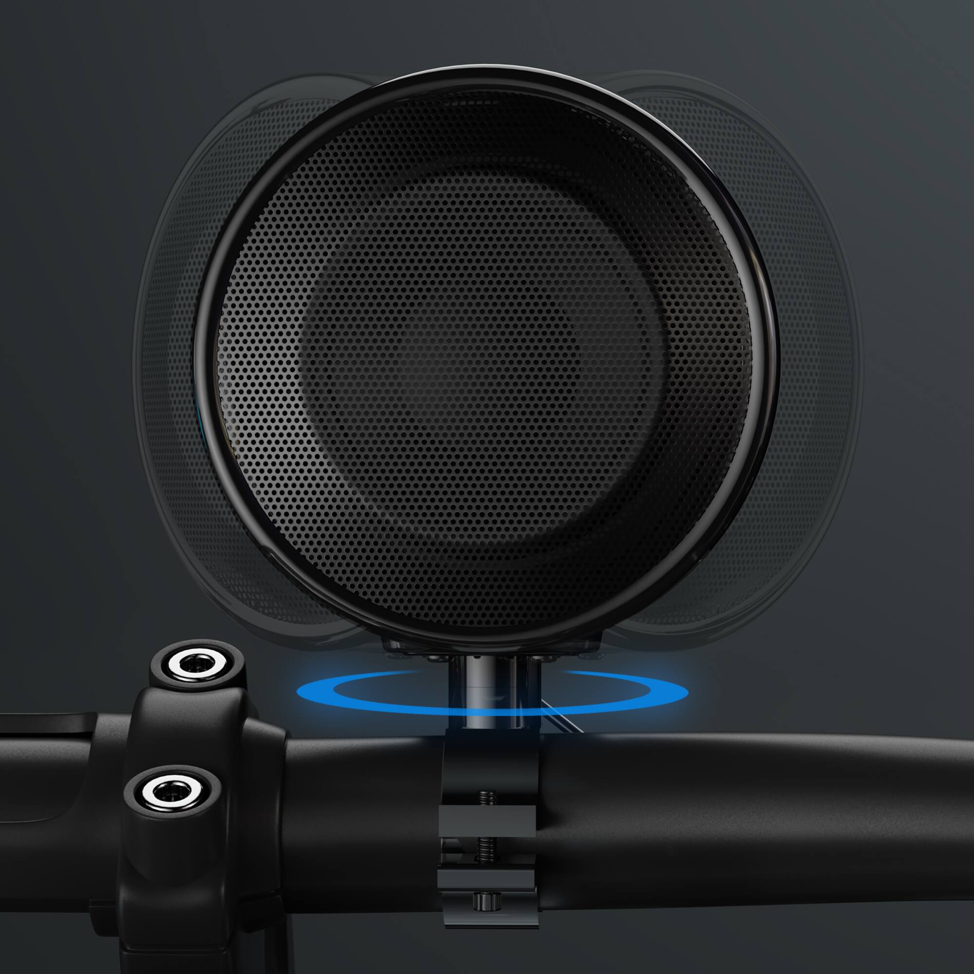 Alt View 2. GoHawk - Bluetooth Motorcycle Speakers, 4" Waterproof Stereo Stereo Audio System w/ Built-in Amp, LED Halo, USB for Harley ATV - Black.