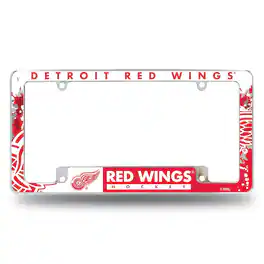 Rico Industries - Detroit Red Wings NHL Chrome Metal License Plate Frame with Bold Full Frame Design - Multi