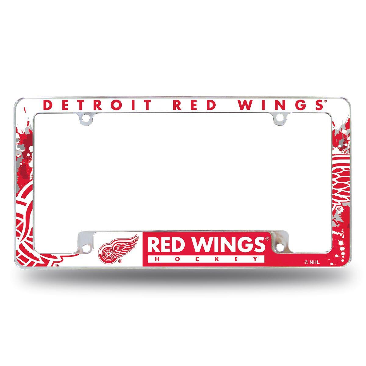 Detroit Red Wings NHL Chrome Metal License Plate Frame with Bold Full Frame Design