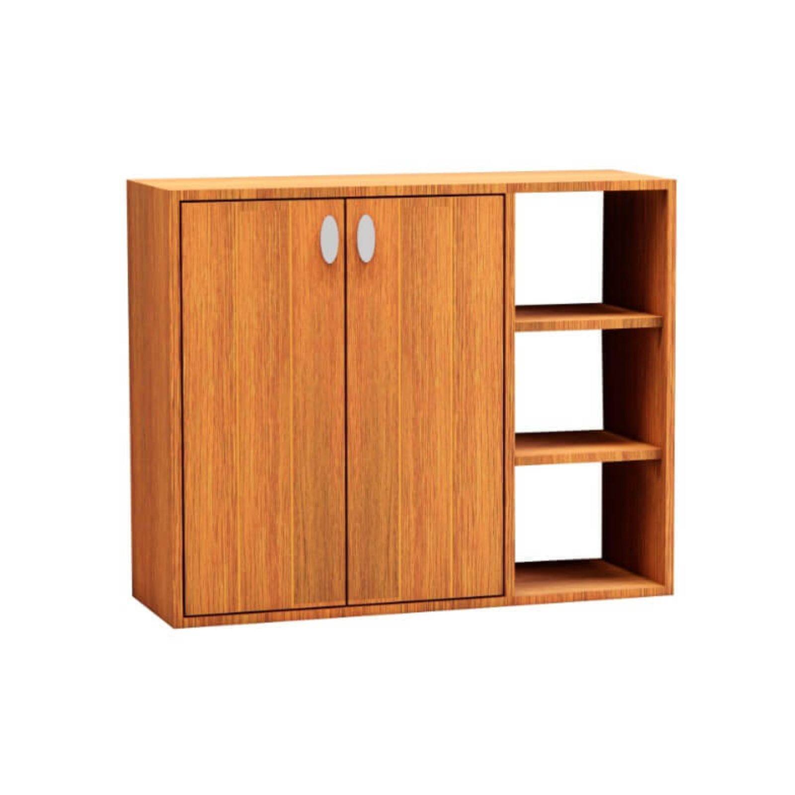 Alt View 1. Costway - Costway 3-Tier Wooden Shoe Storage Organizer with Doors & 3-Level Adjustable Open Shelves - Natural.