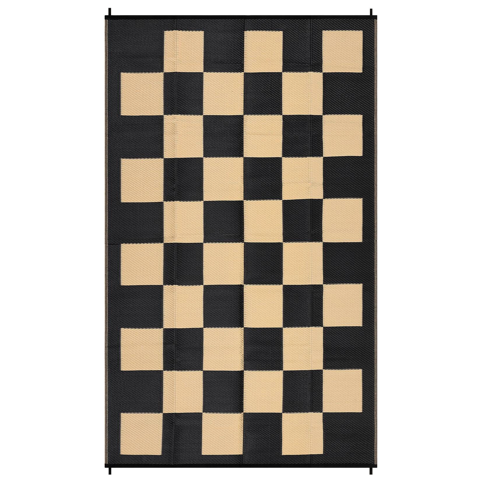 Front. GAOMON - Modern Checkerboard Outdoor Area Rug UV Resistant Reversible Light Weight Pet Friendly Mat for RV Trip Balcony Picnic - Black Coffee.
