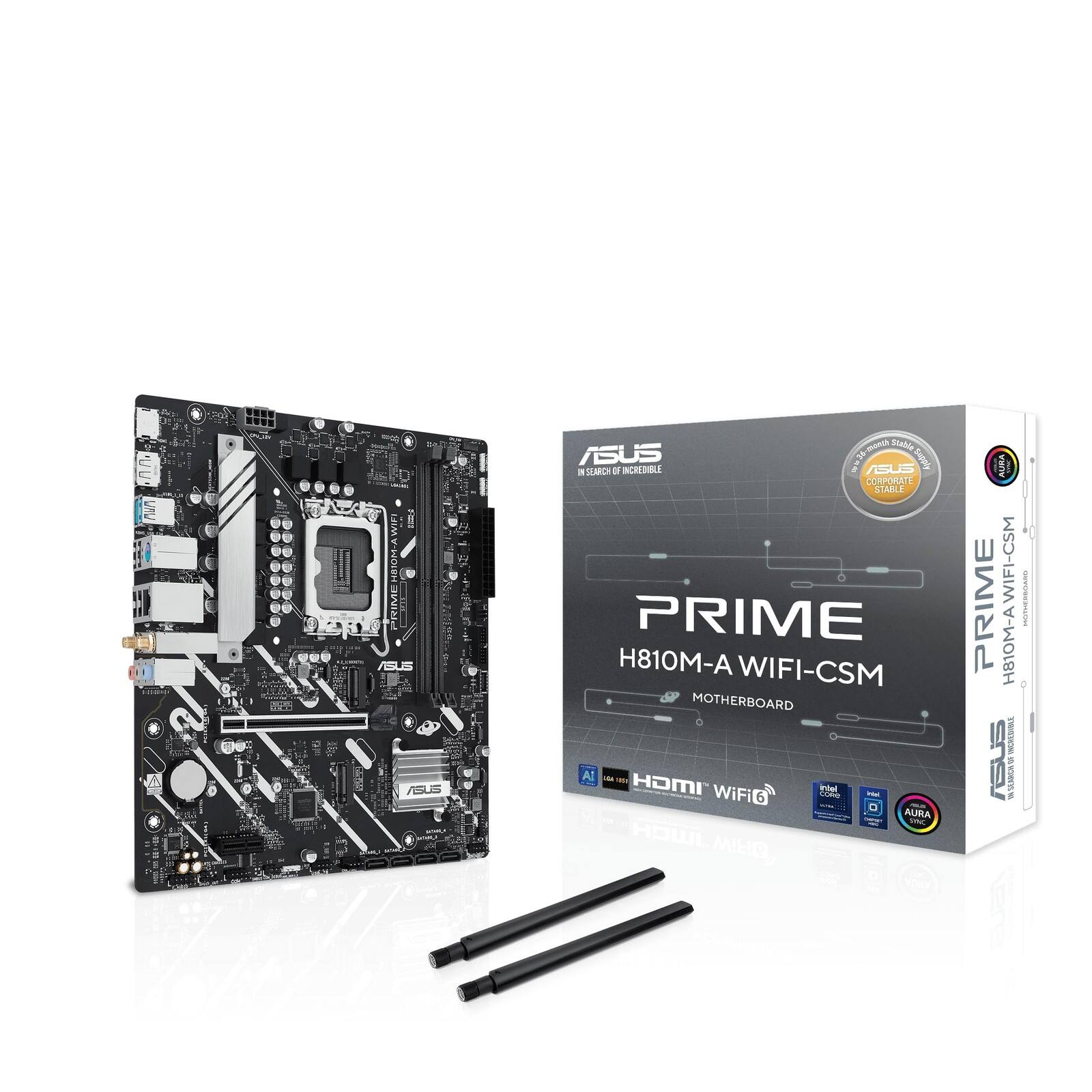 ASUS PRIME H810M-A WIFI-CSM MOTHERBOARD

- HDMI WiFi6
- AI
- 16+1+2 Power Stages
- AURA
- 2.5G LAN