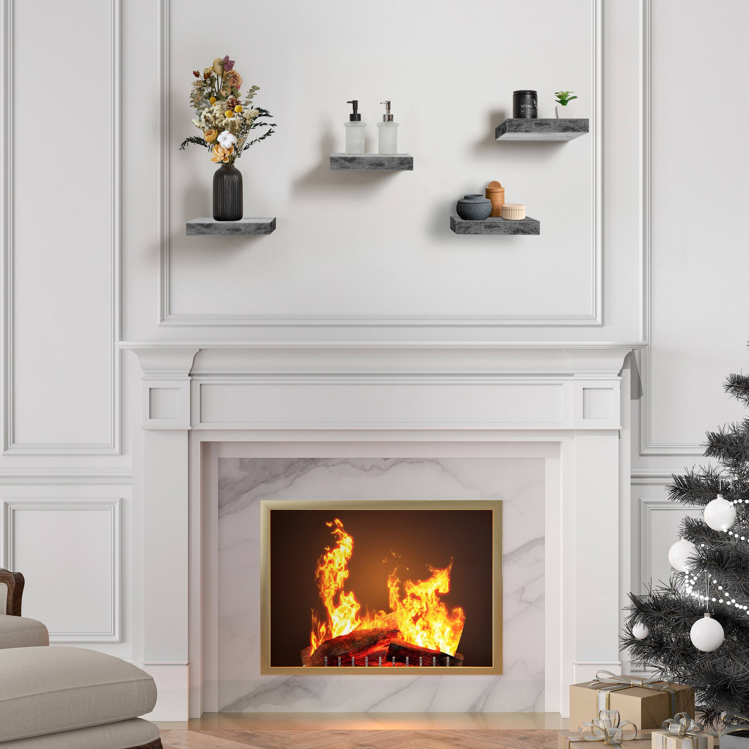 Alt View 4. Sorbus - Sorbus 9 Inch 4 Pack Wall Mounted Floating Square Shelves - for Bedroom, Kitchen, Living Room, Bathroom - Gray.