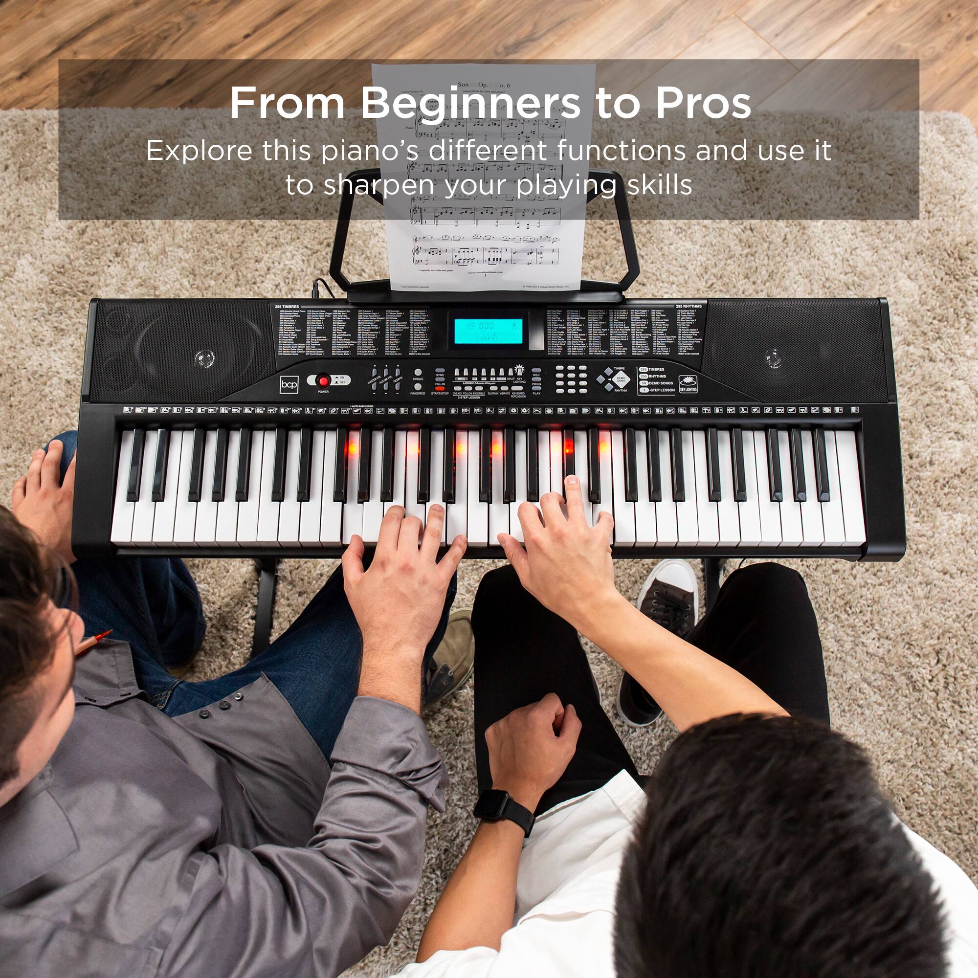 From Beginners to Pros  
Explore this piano's different functions and use it to sharpen your playing skills