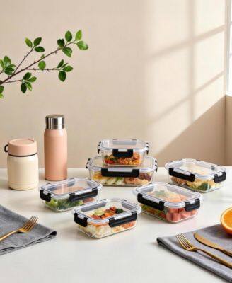 Alt View 4. Sugift - 24-Piece Borosilicate Glass Food Storage Container Set With Snap-Locking Lids Airtight BPA-Free - Clear.