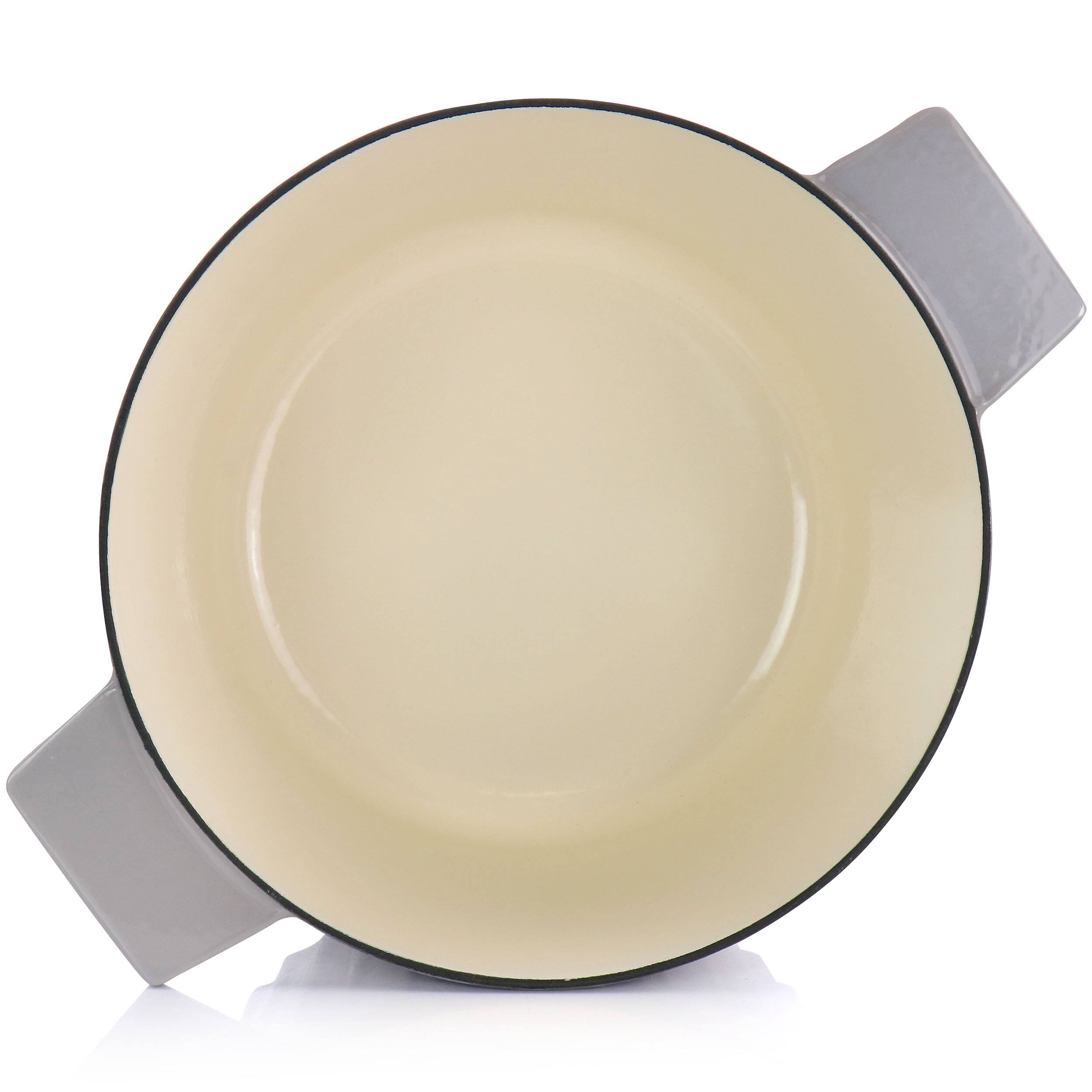 Alt View 4. Martha Stewart - Martha Stewart Eastholm Enameled Cast Iron 5 Quart  Embossed Stripe Dutch Oven with Lid in Warm Grey - Warm Grey.