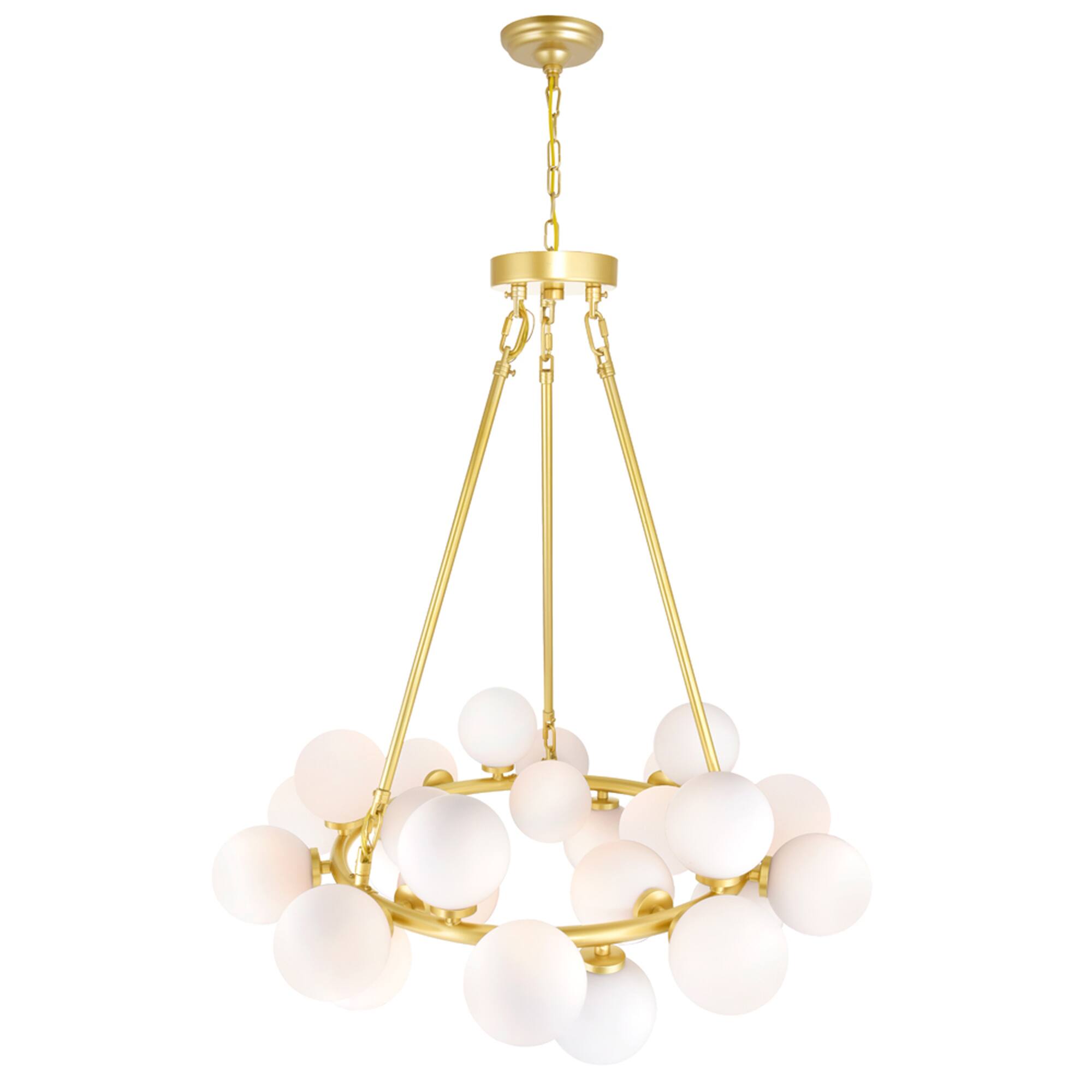 Left. CWI Lighting - Arya 25 Light Chandelier With Satin Gold Finish - Satin Gold.