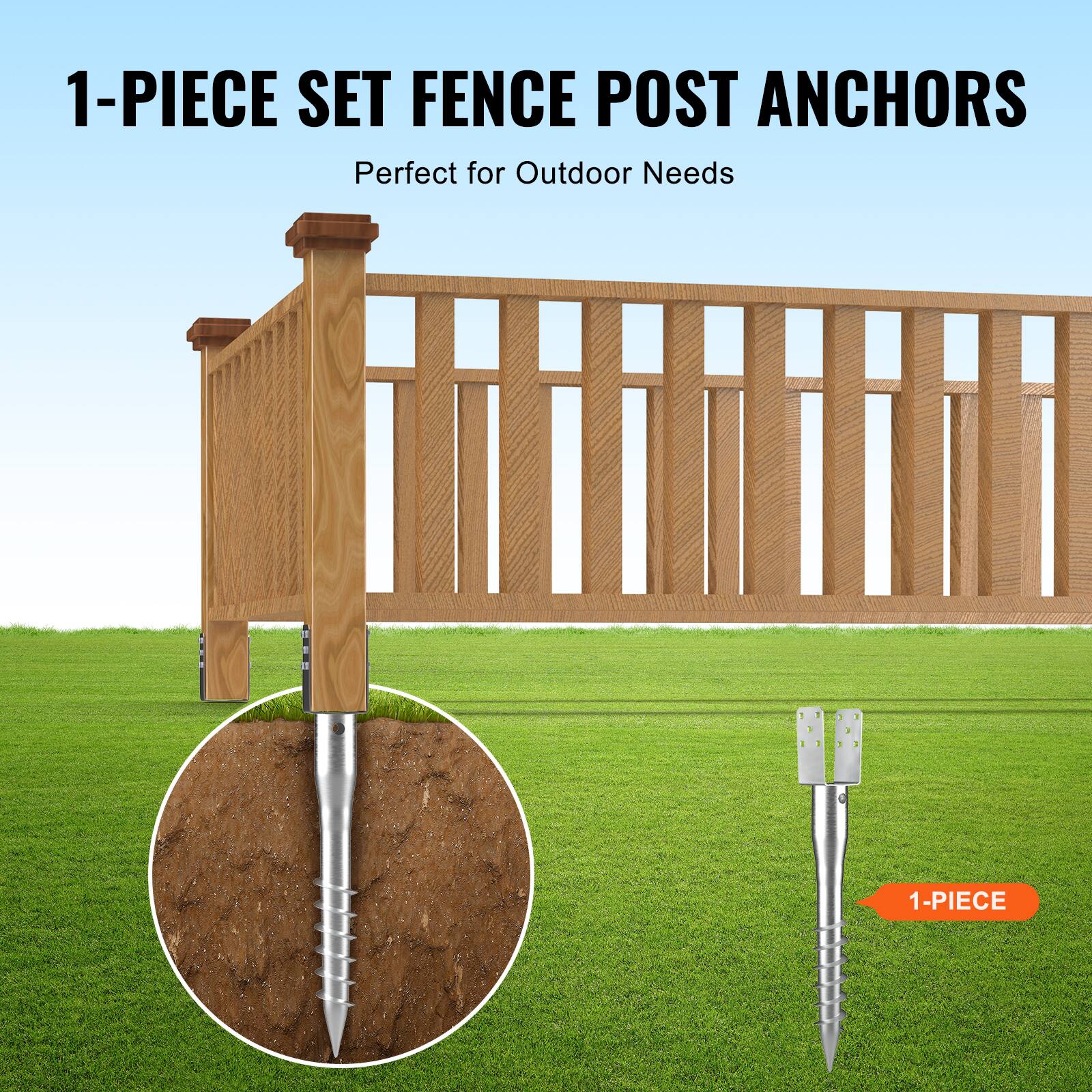 1-PIECE SET FENCE POST ANCHORS  
Perfect for Outdoor Needs