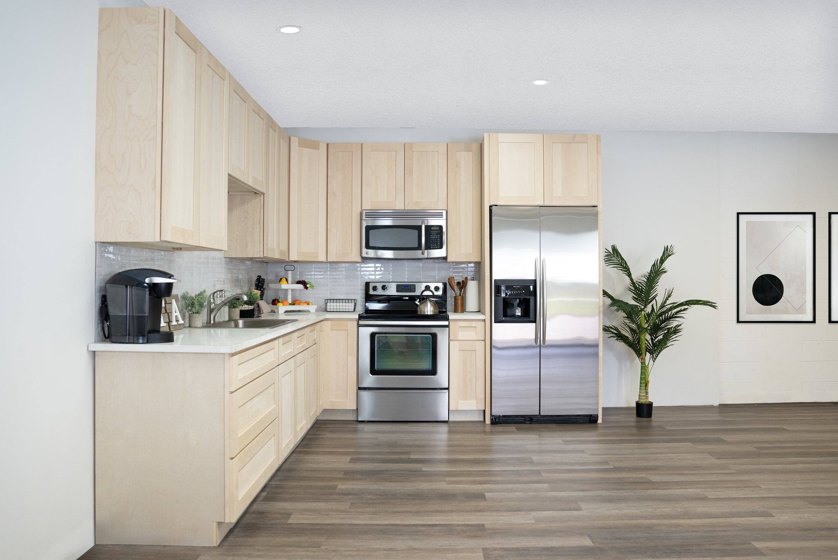 Alt View 3. Boyel Living - 30 Inch Natural Wood Unfinished Base Cabinet Versa Shaker Style - Versa Shaker.