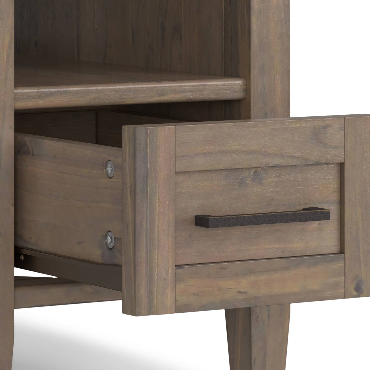 Alt View 4. Simpli Home - Ela SOLID WOOD 14 inch Wide Rectangle Transitional Narrow End Table in Smoky Brown - Smoky Brown.