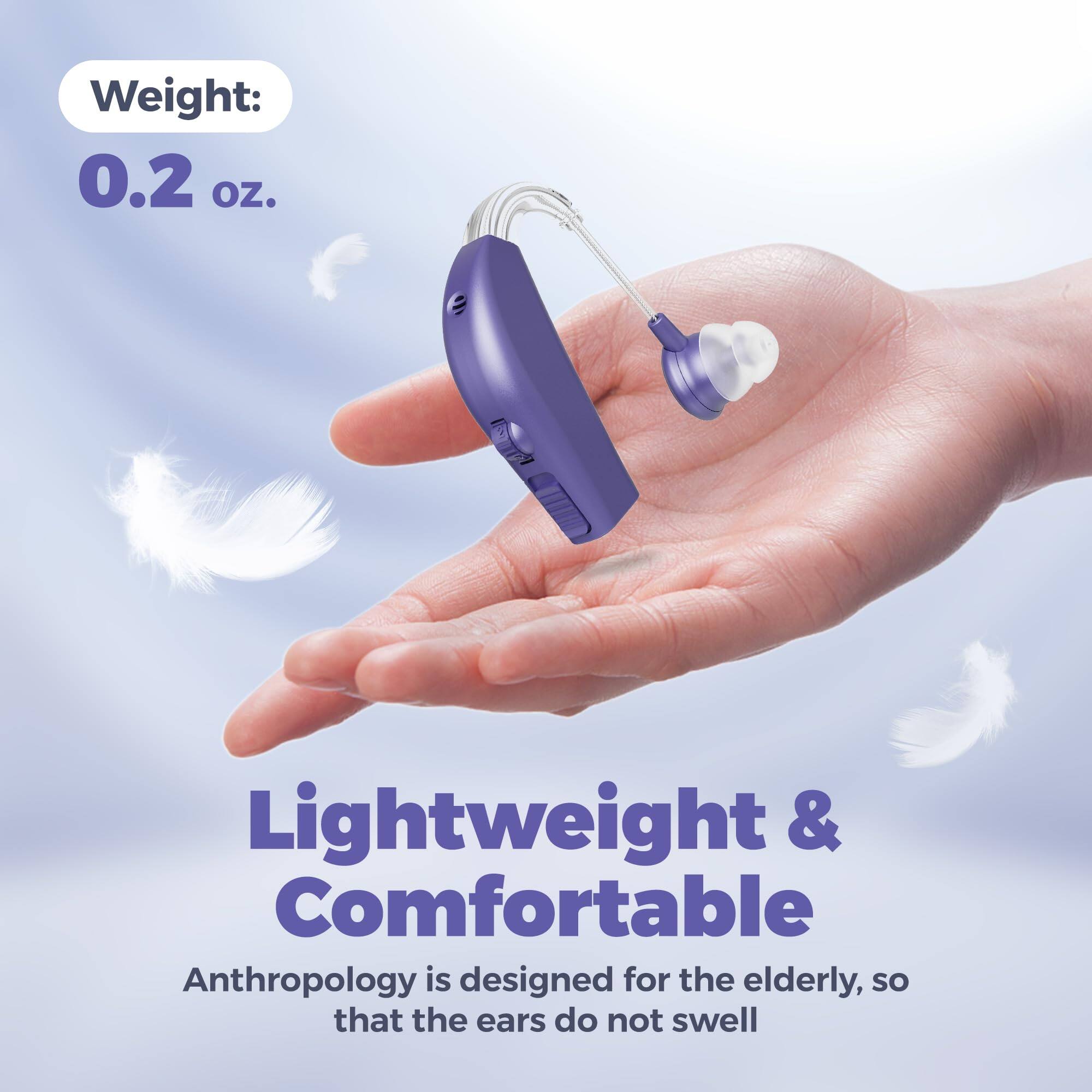 Weight: 0.2 oz.

Lightweight & Comfortable

Anthropology is designed for the elderly, so that the ears do not swell.