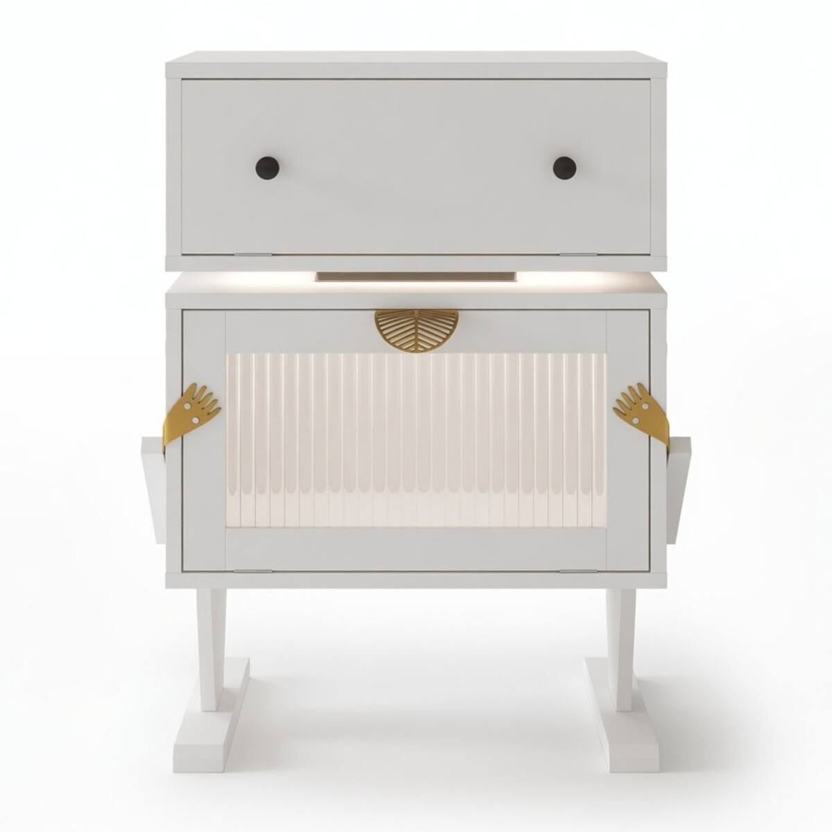 Loheer Robot LED Nightstand with 360 Degree Rotating Drawer, 20.7 Inch ...