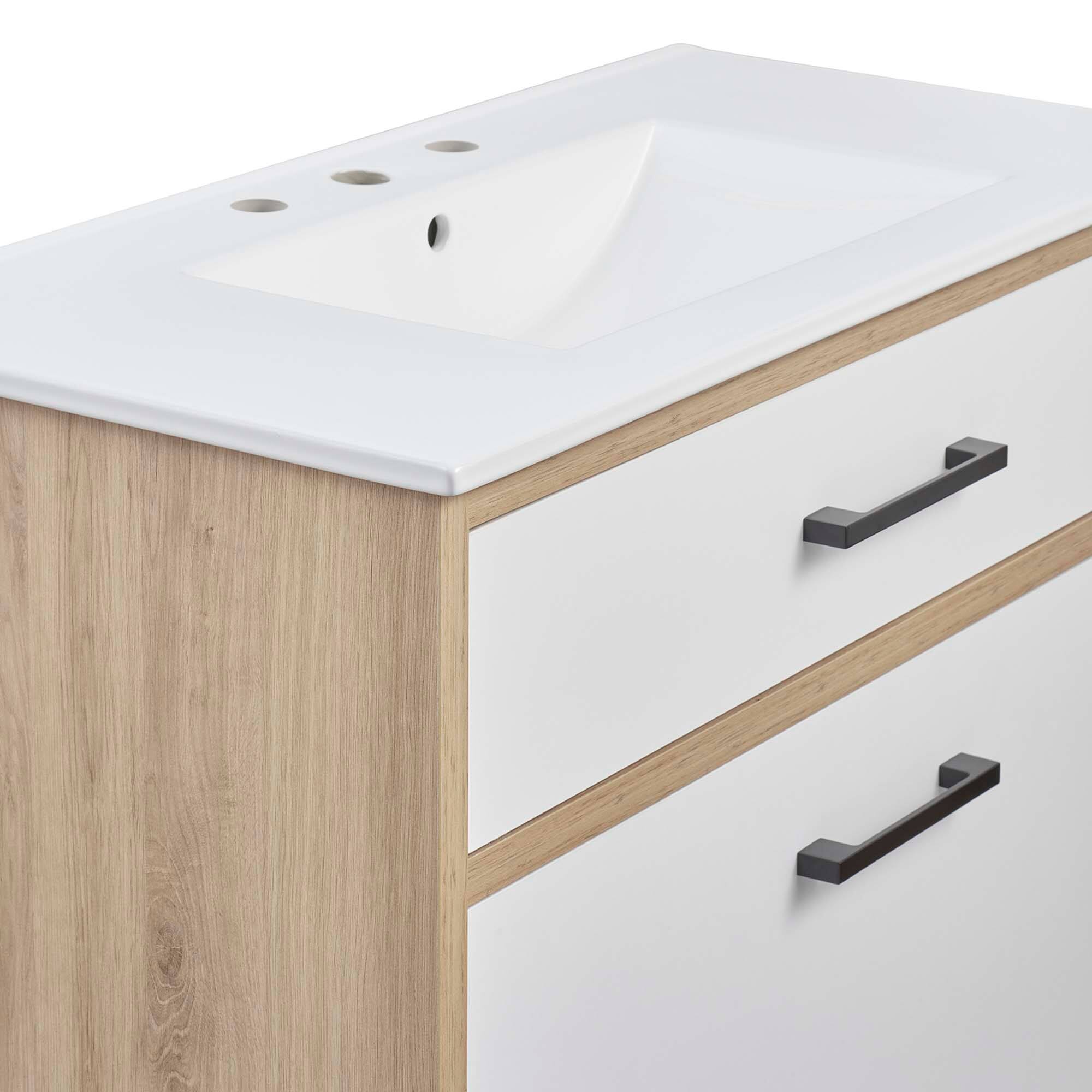 Alt View 7. Modway - Maverick Bathroom Vanity Basin Included by Modway - White Oak.