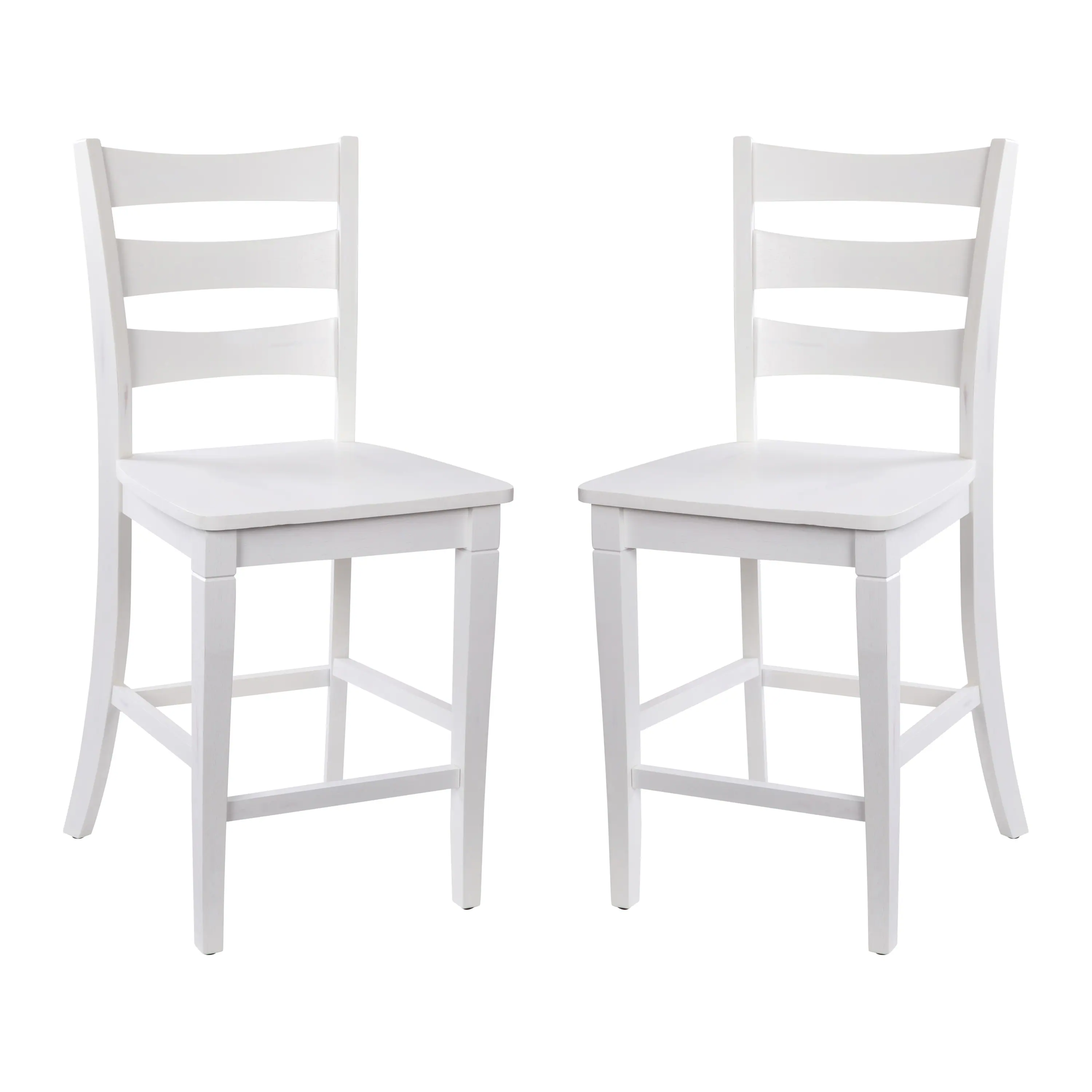 Alt View 1. Emma + Oliver - Lana Set of 2 Classic Wood Dining Stool with Ladderback Design - White Wash.